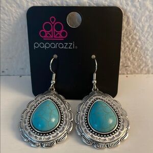 Paparazzi Silver and Blue Bohemian Earrings
